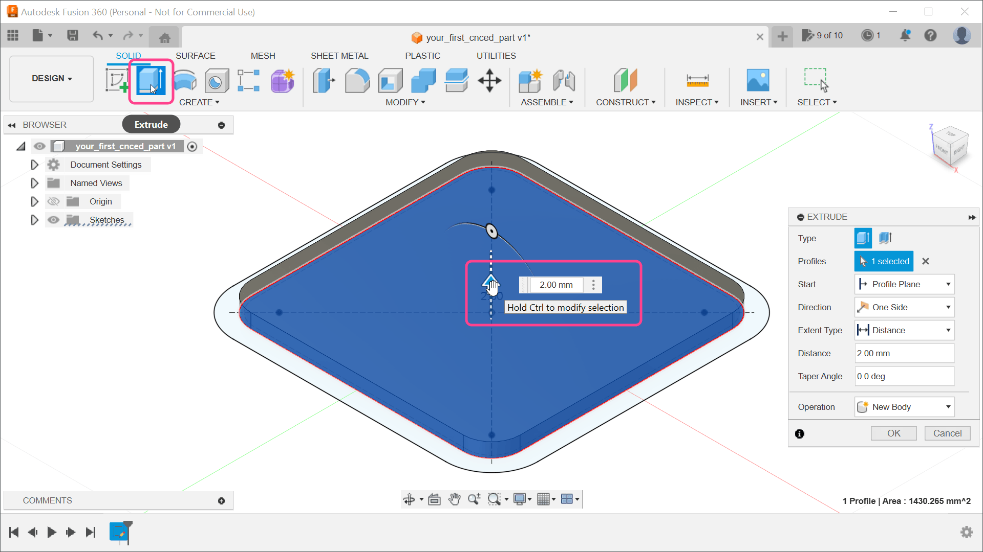 Extrusion on enclosure.