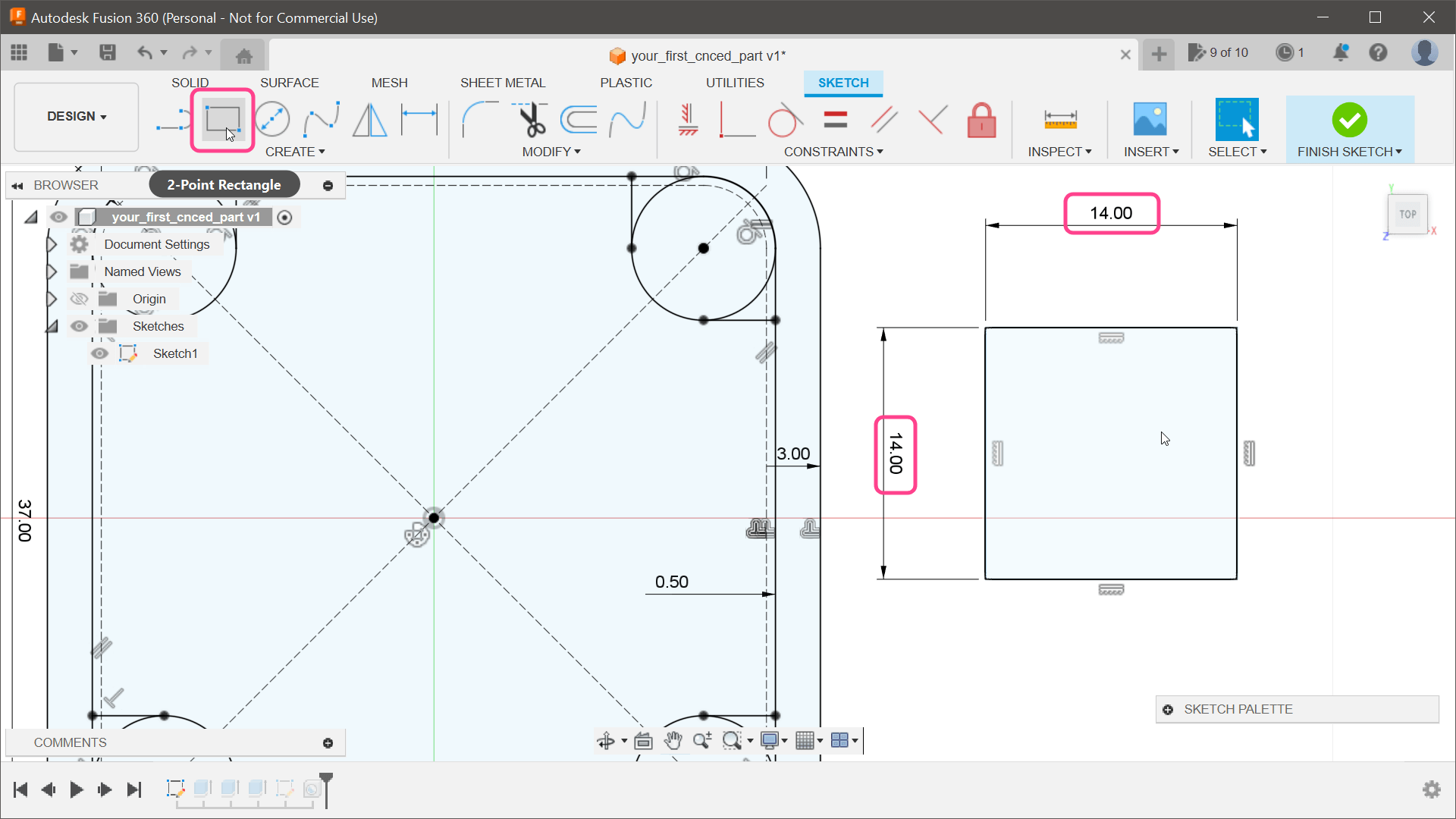 Preparation of the two rectangular holes on the bottom of the enclosure.