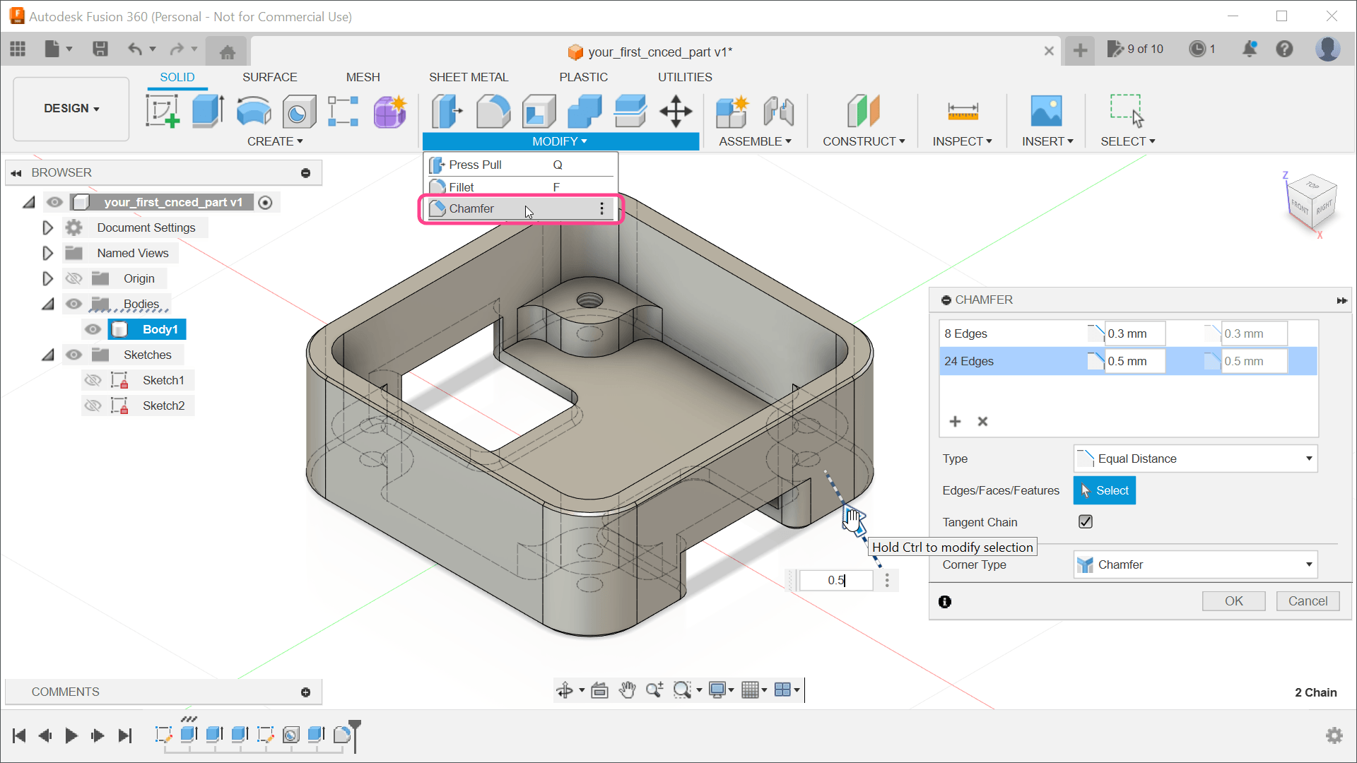 External edges of the enclosure