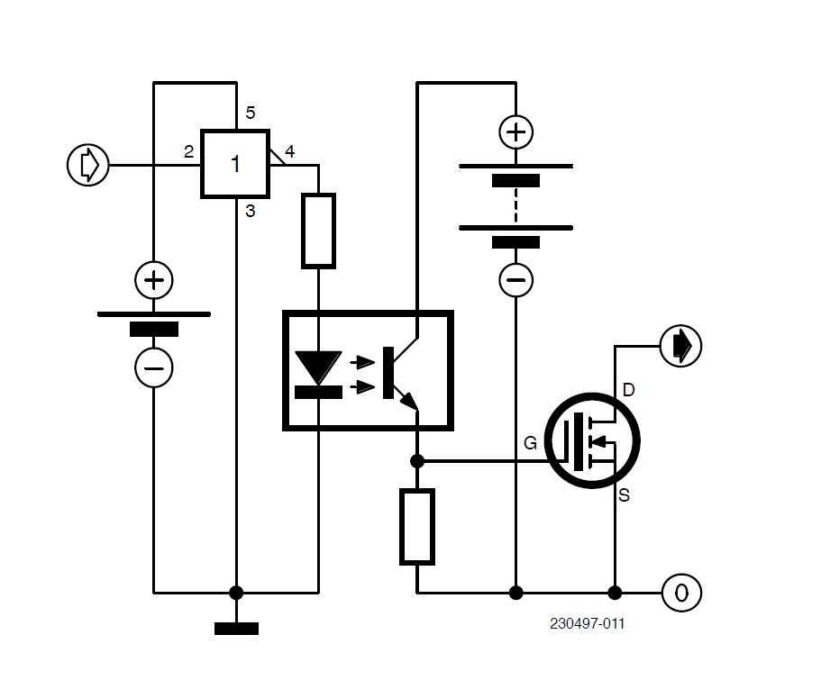 Basic circuit for isolated driving of a MOSFET.