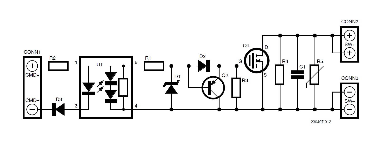 Schematic diagram of the power isolated SSR.