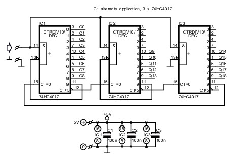 Three Circuits with Two and Three Counter ICs