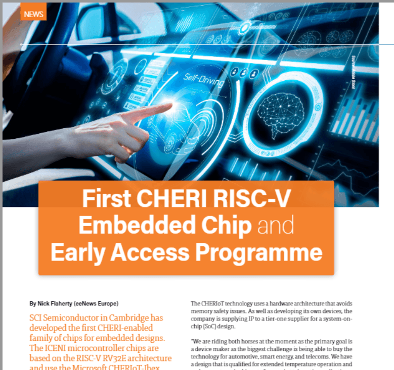 First CHERI RISC-V Embedded Chip and Early Access Programme