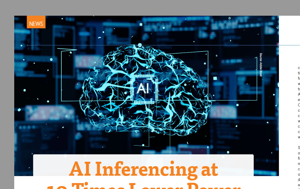 AI Inferencing at 10 Times Lower Power and 20 Fold Lower Cost