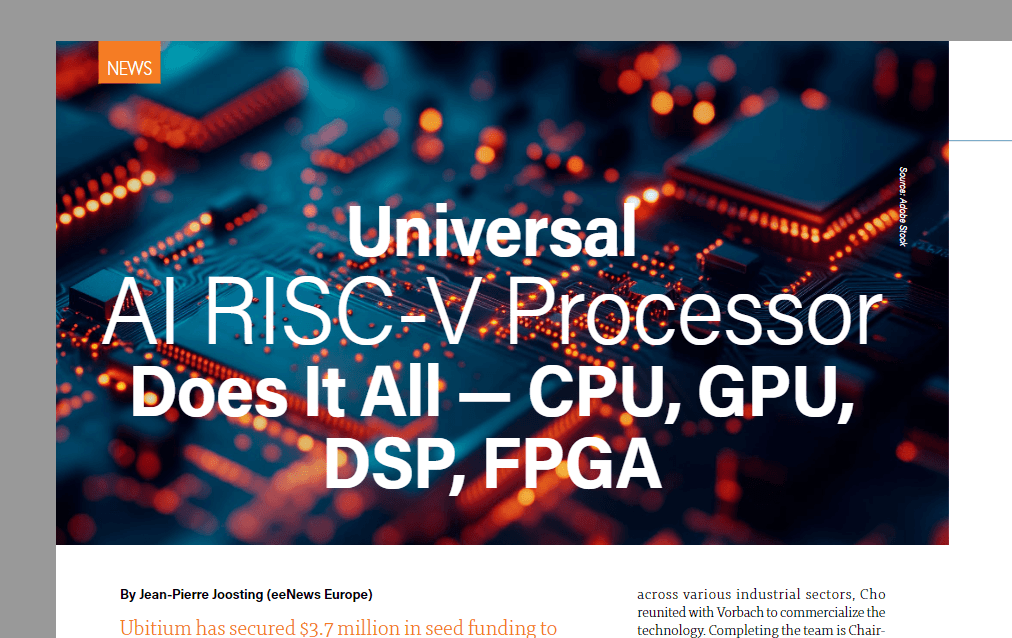Universal AI RISC-V Processor Does It All — CPU, GPU, DSP, FPGA