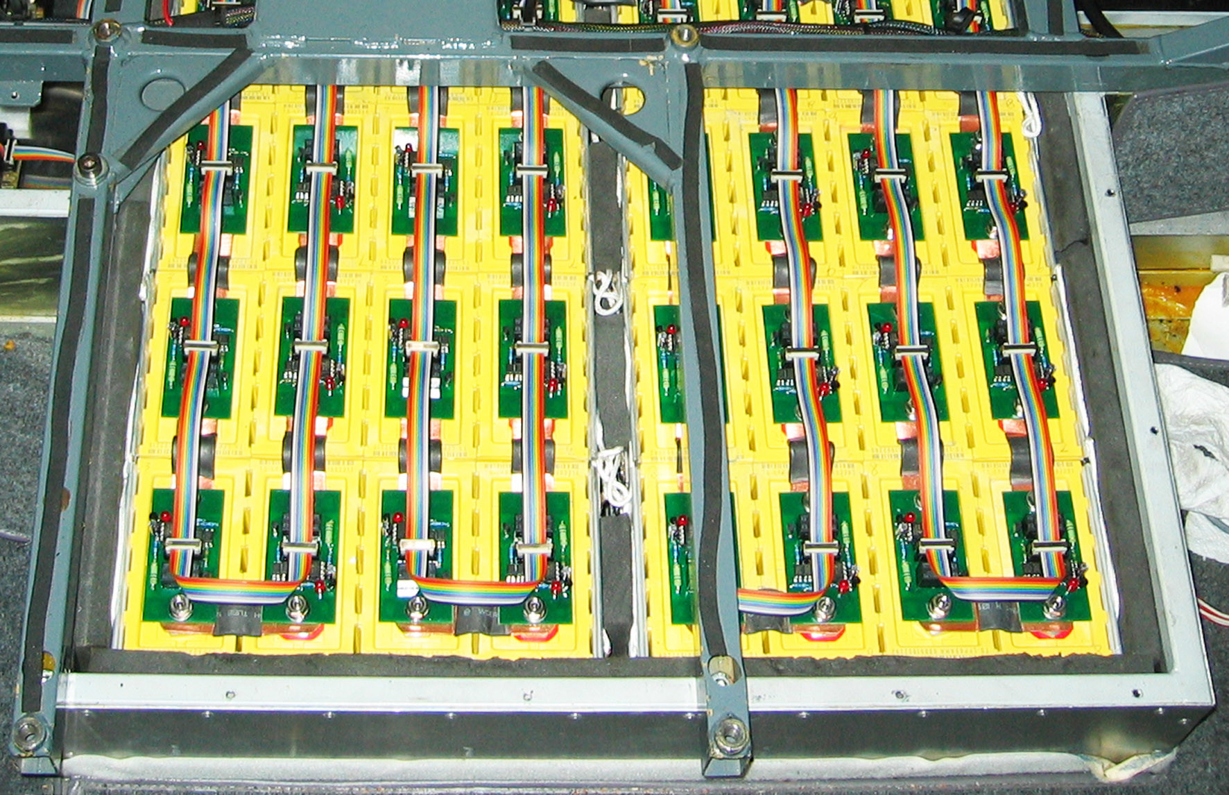 Part of a LiFePo battery in the German ‘Hotzenblitz’ with battery management electronics