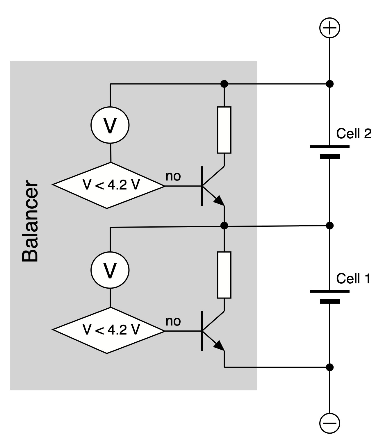Simple balancer for two cells