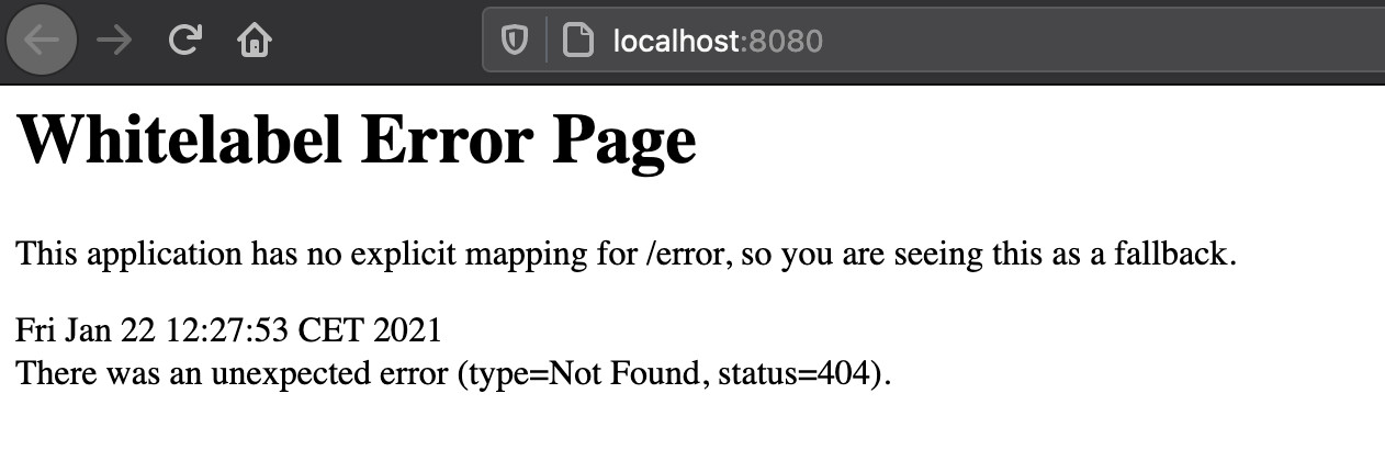 Default error webpage
