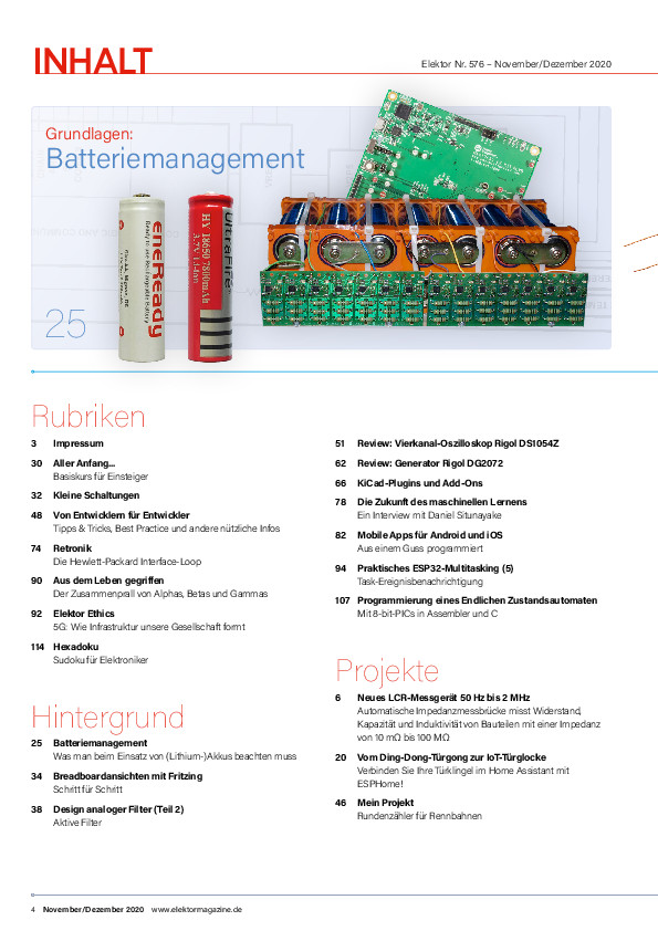 Inhalt Elektor November/Dezember 2020