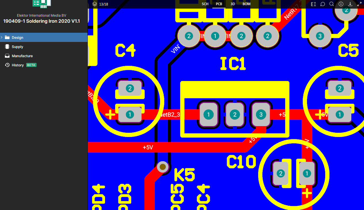 Figure 4b. Recherche croisée entre schéma, circuit imprimé, vue 3D et nomenclature.