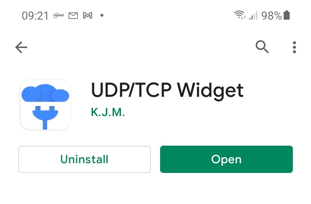 UDP/TCP Widget apps for Android.