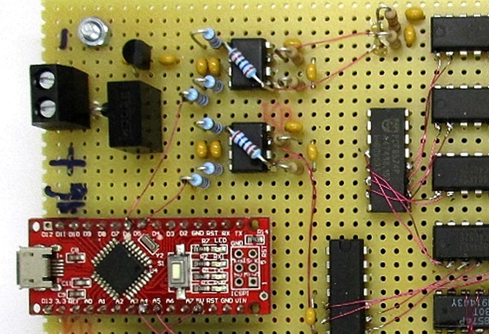 Test setup using a breadboard