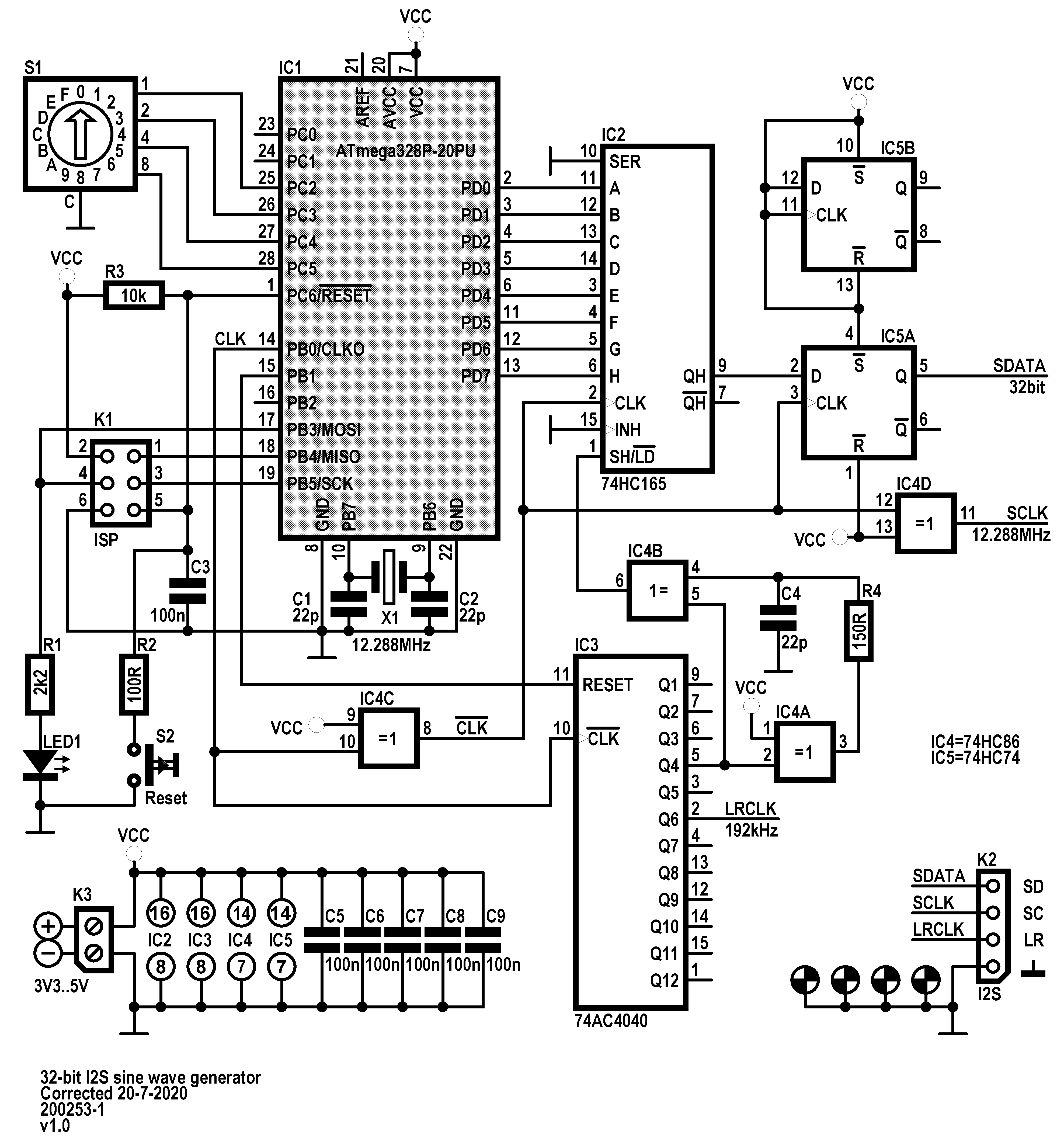 I2S testsignaalgenerator met AVR-microcontroller