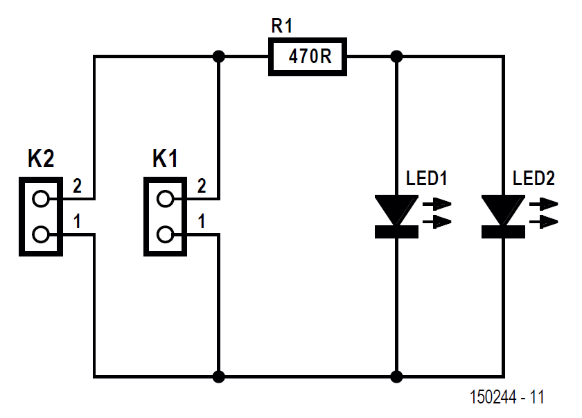 The schematic of the Lego compatible LED PCB