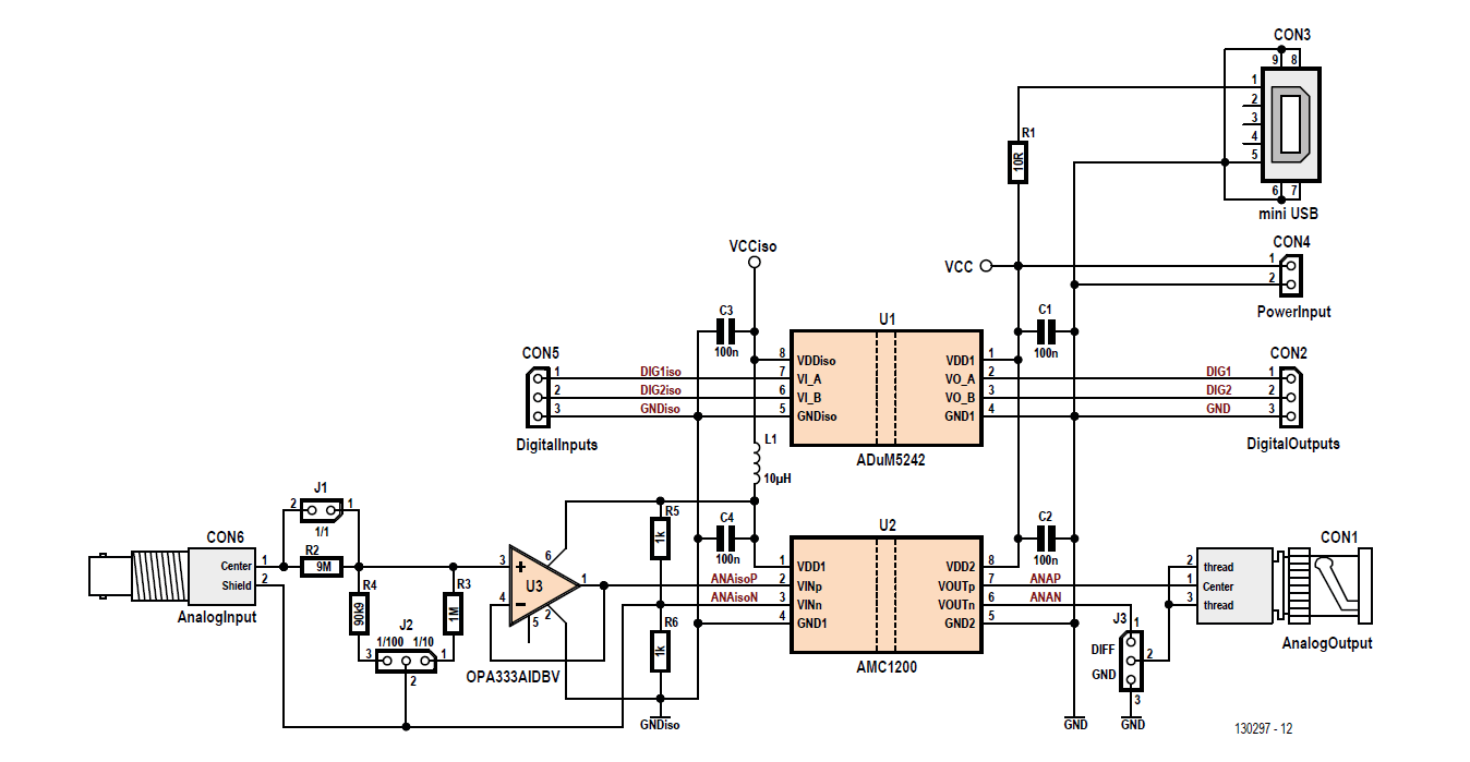 Circuit DIY Compact Isolated Oscilloscope Probe Elektor Magazine