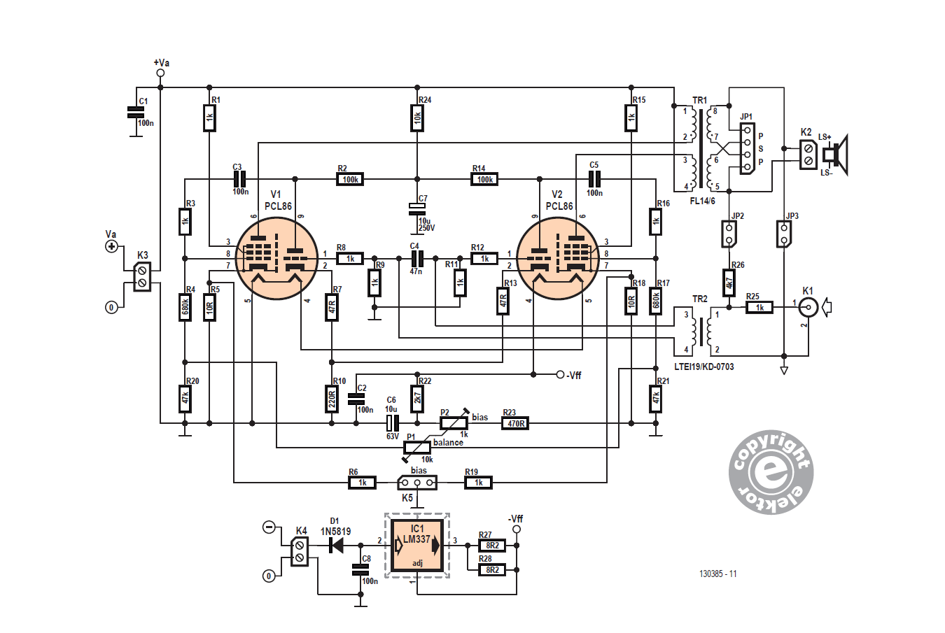 DIY Compact Tube Amplifier - Schematic