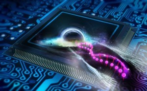 Schwarze Löcher auf einem Elektronikchip