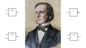 Geoerge Boole und vier "boolsche" Gatter