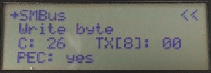Platino Serial Bus Tester SMBUS menu