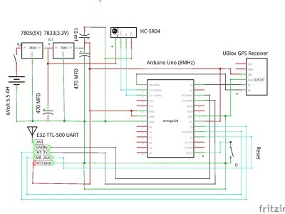 Sender LoRa sender - works for 55 hours on a 6 volt 5.5 AH Led-acid battery.