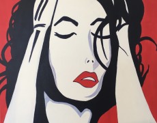 Portret van vrouw met ogen dicht