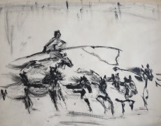 Gedreven paarden over de steppe