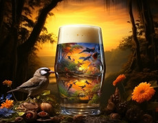 Birds and an aquarium