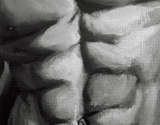 Mannelijk torso in grijstinten 