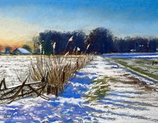 Ochtendzon met sneeuw op het Ramplaanpad