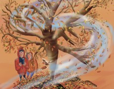 Robins surf on the atumn wind