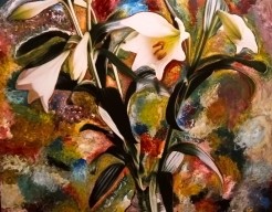 Witte lelies in vaas