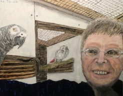 Zelfportret met papegaaien