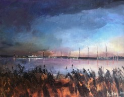 Natuur en windenergie bij zonsopkomst