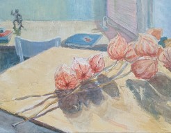 Interieur met lampionbloemen