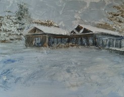 Clubhuis in de sneeuw