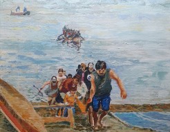 Helping each other ashore!