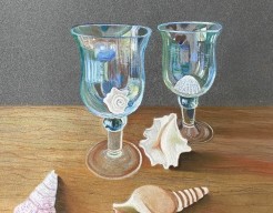Stilleven glazen en schelpen 