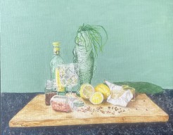 Kabeljauw in botersaus op een bedje van zeekraal en komkommer