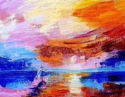 Boot vaart naar de horizon