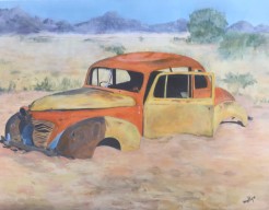 achtergelaten auto in Namibië