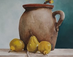 Kruik met perenbloesem 