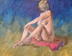 sitting on towel 1/2