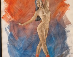 Ballerina with red pointe shoes 1/2