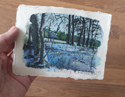 Winter bij de Dopheidedreef - acryl op katoenpapier