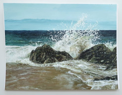 Water kust het land - acrylverf op papier