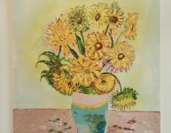 Vaas met 12 zonnebloemen.