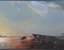 Koeien aan de rivier de Lek 