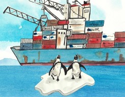 Pinguïns in de haven