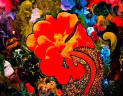 "Vurige Bloem in Kleurenstorm"