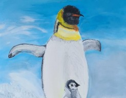 Keizerspinguïn  met jong